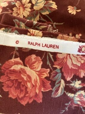 Vintage Ralph Lauren Maroon Floral Cotton Panel ~2 yards 1.2 pounds